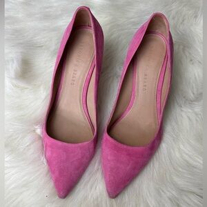 Veronica Beard Aurora Pink Suede Pumps Pointed Toe Heels